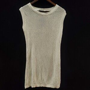 Tahari Womens‎ Open Knit Fairy Tunic Dress Size M Ivory Beach Whimsical Vacation